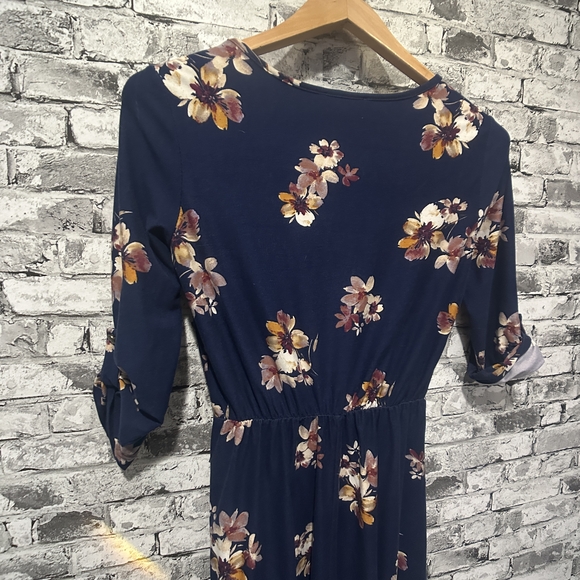EUC French Grey Navy Floral Long Sleeve Dress Size XS - Picture 9 of 12